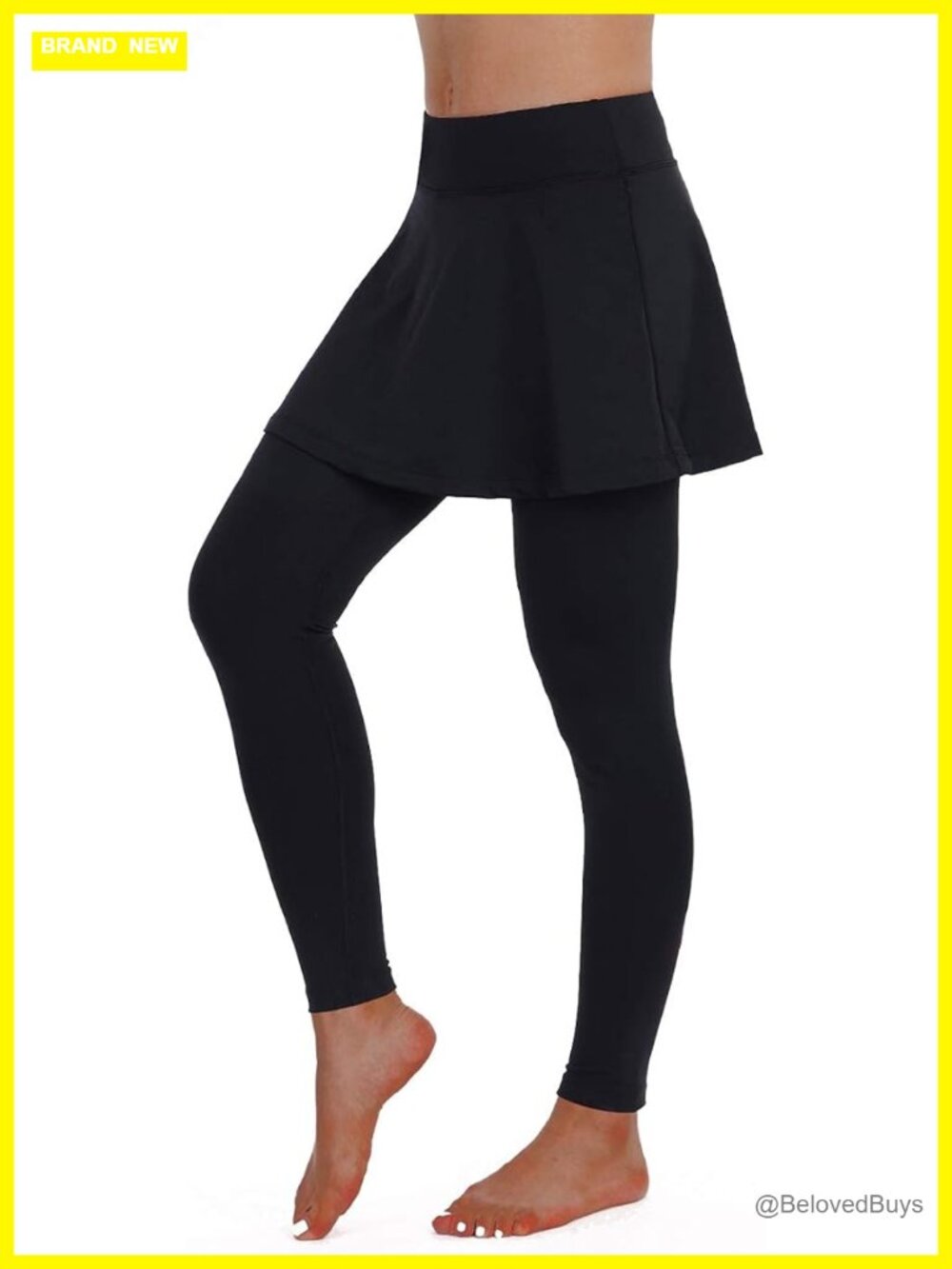 Skirted Legging for Women, Yoga Leggings with Skirt & Pockets, 90% Polyester